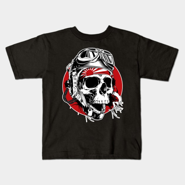 japan skull Kids T-Shirt by sevencrow